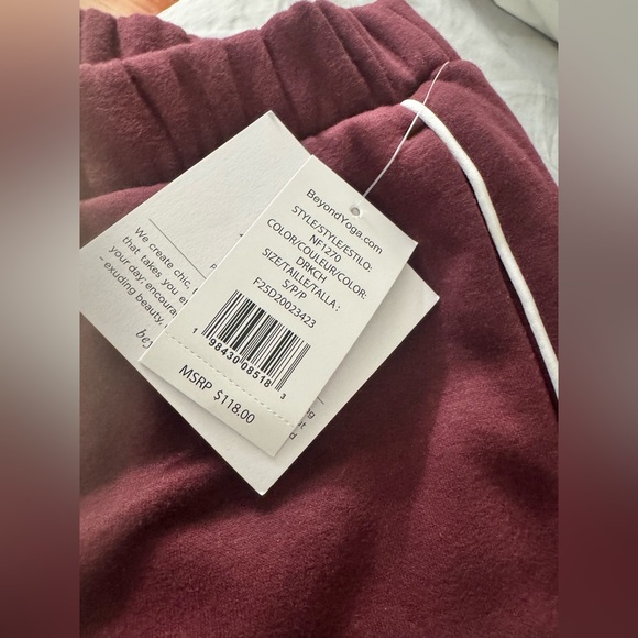 Beyond Yoga Maroon Joggers with White Stripes - Picture 7 of 9